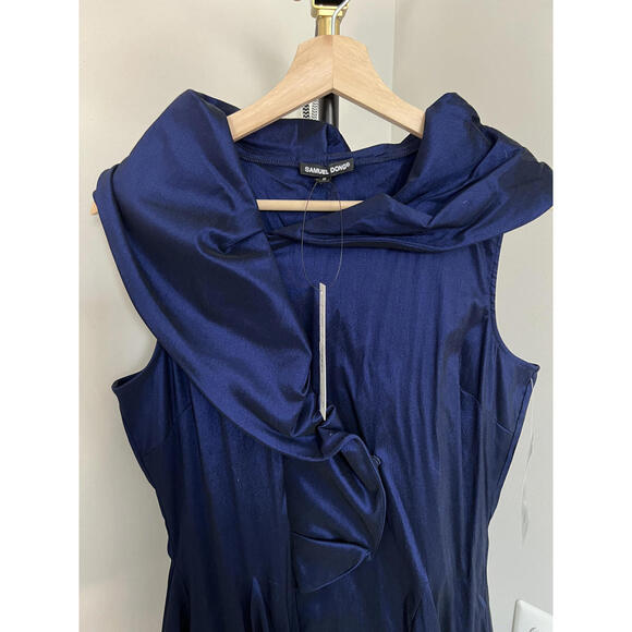 Samuel Dong Women's Navy Ruffle Front Twirl Style Dress, Medium - Picture 5 of 8